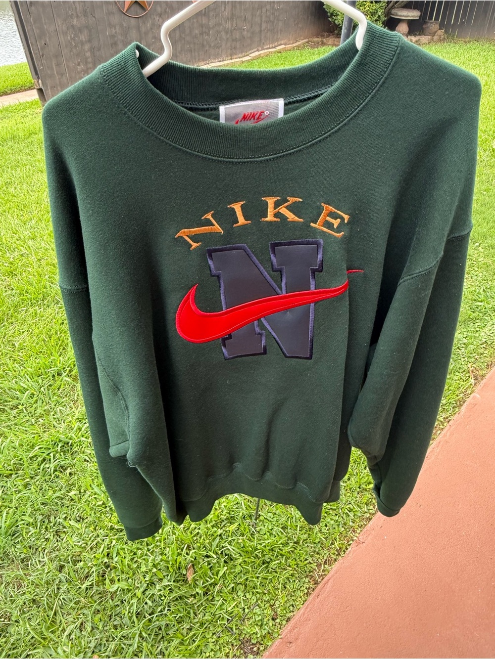 Vintage Nike USA Crewneck Sweatshirt XL Big Swoosh Forest Green